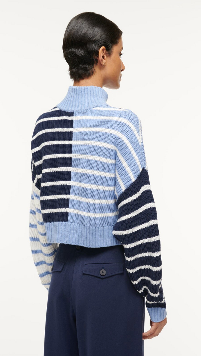 Staud Cropped Hampton Sweater Adriatic Stripe