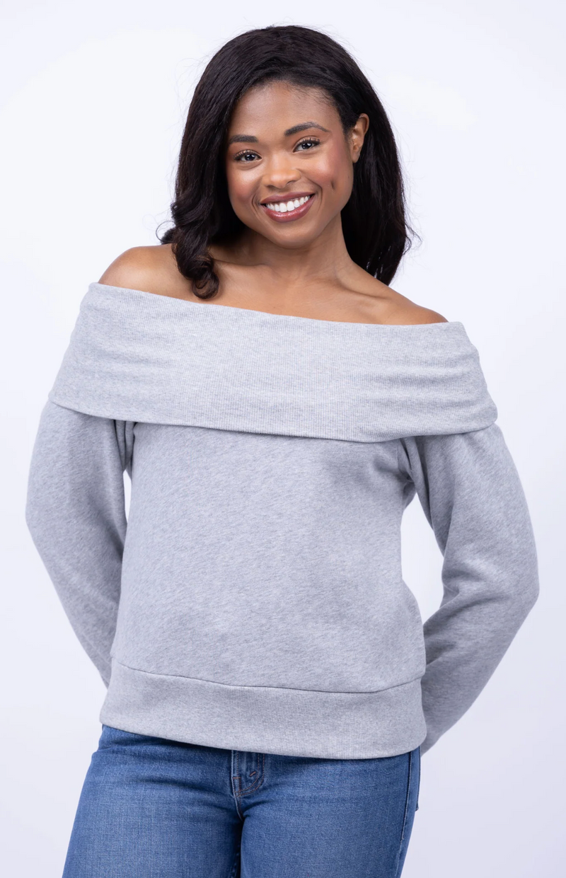 Nation LTD Barbie Off The Shoulder Heather Grey