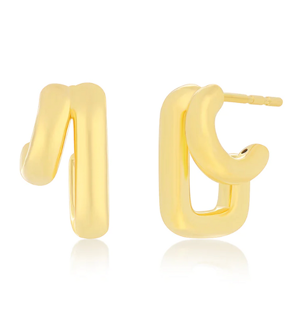 EF Collection Double Gold Jumbo Huggie Earring
