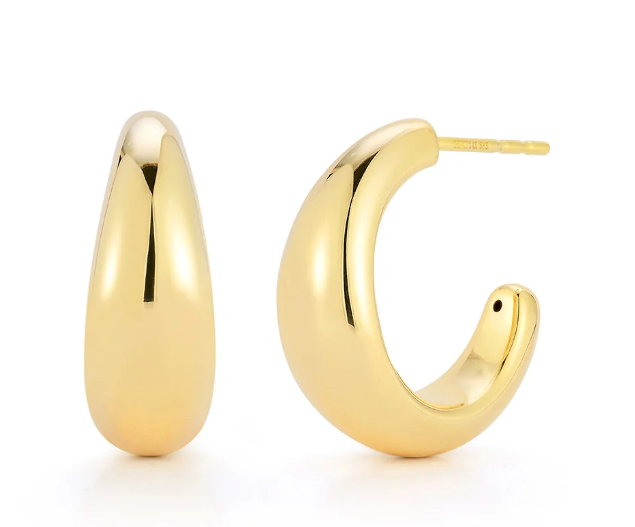 EF Collection Gold Jumbo Dome Hoop Earrings
