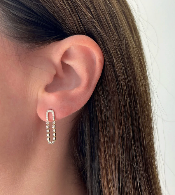 EF Collection Diamond Loop Chain Stud Earring