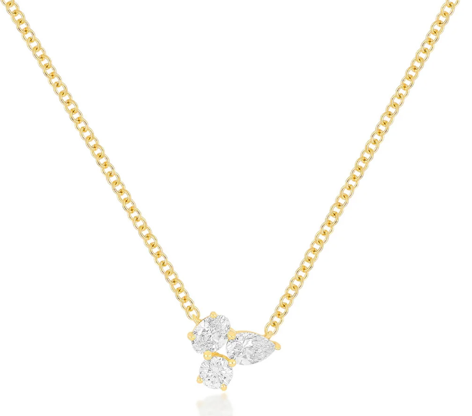 EF Collection Tripme Diamond Cluster Necklace