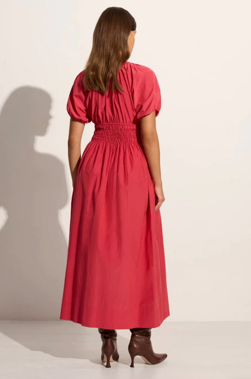 Faithfull The Brand Teatro Midi Dress Crimson