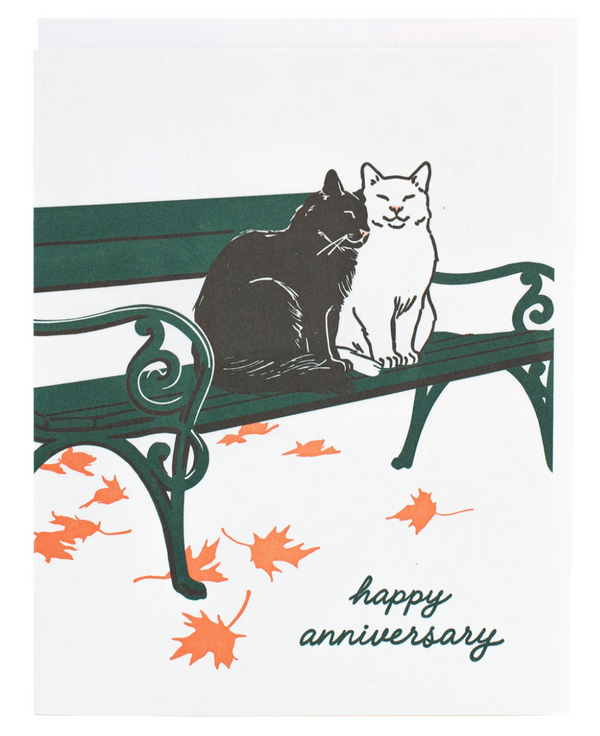 Smudge Ink Cats on a Bench