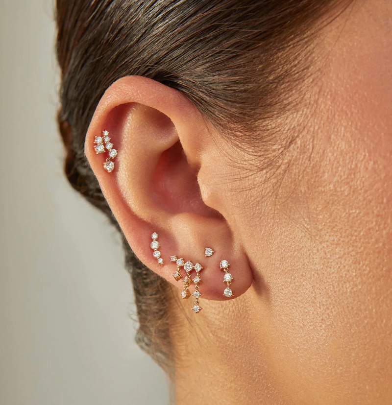 EF Collection Triple Diamond Cluster Stud Earrings