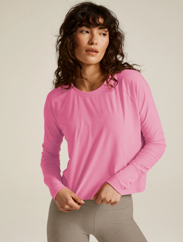 Beyond Yoga Featherweight Daydreamer Pullover Pink Bloom Heather