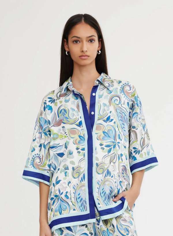 Significant Other Our Paisley Polly Shirt Watercolor Paisley