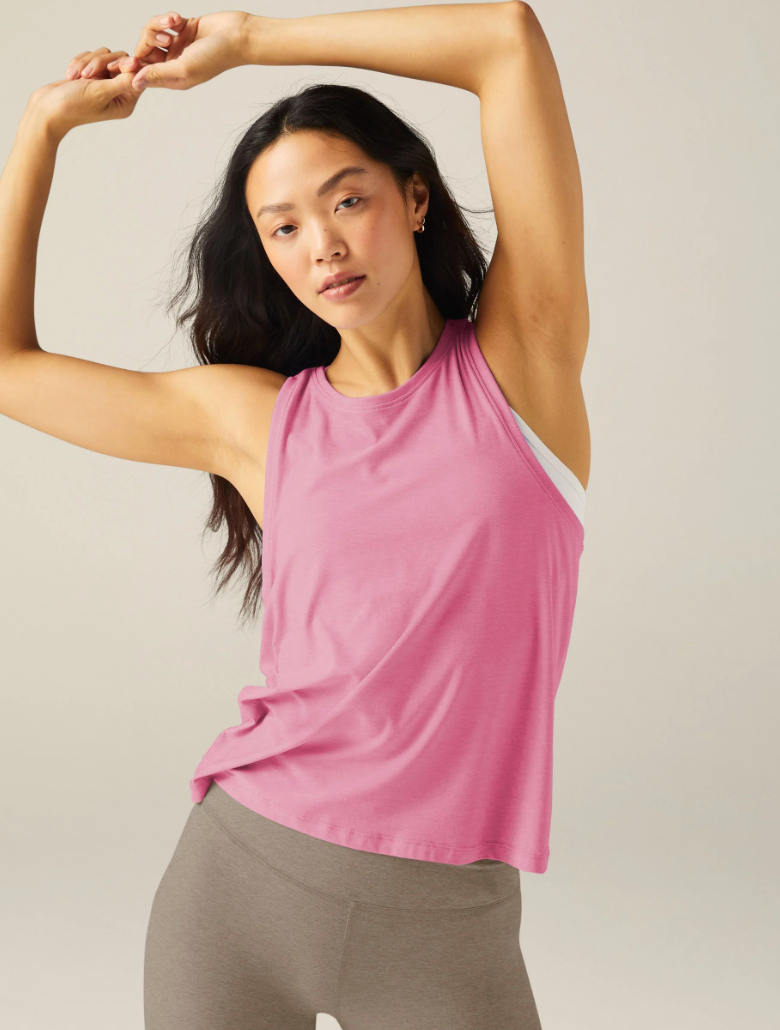 Beyond Yoga Featherweight Rebalance Tank Pink Bloom Heather