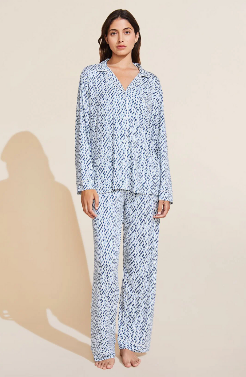 Eberjey Gisele Printed Long Pj Set Doublediamond Denim