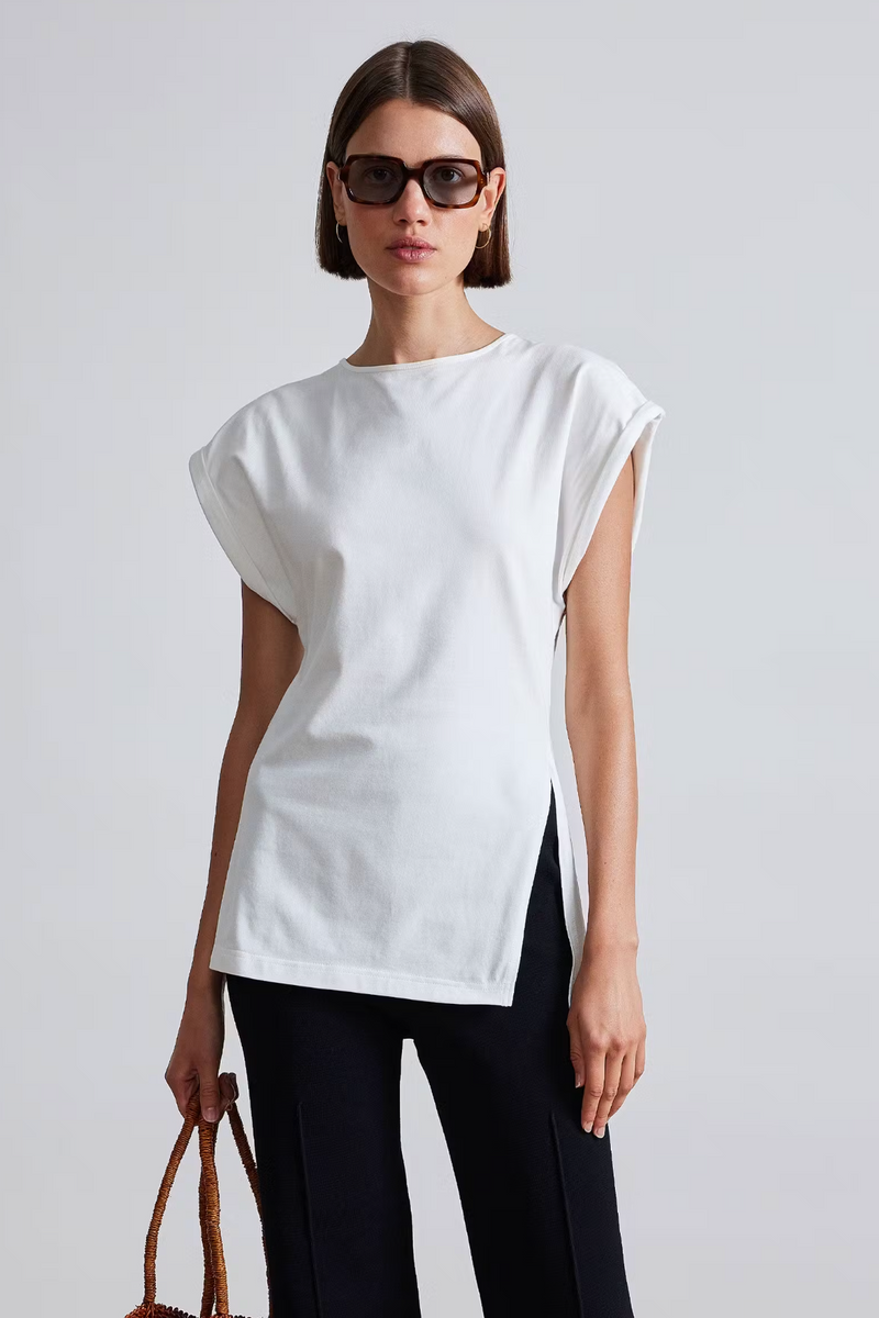 Apiece Apart Asymmetric Tunic Tee Cream