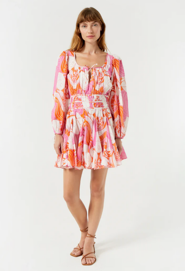 Rhode Leona Dress Pink Deco Surf