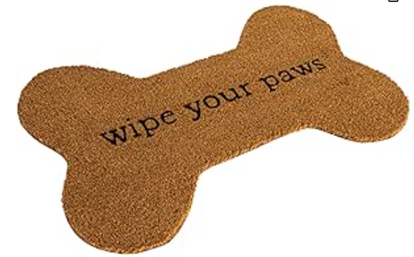 Natural Coir Bone Shaped Doormat "Wipe Your Paws"