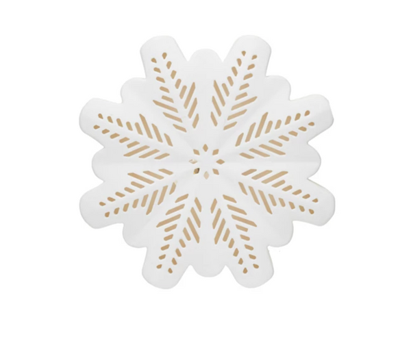 Stoneware Bisque LED Snowflake w/ Cut-Outs, White