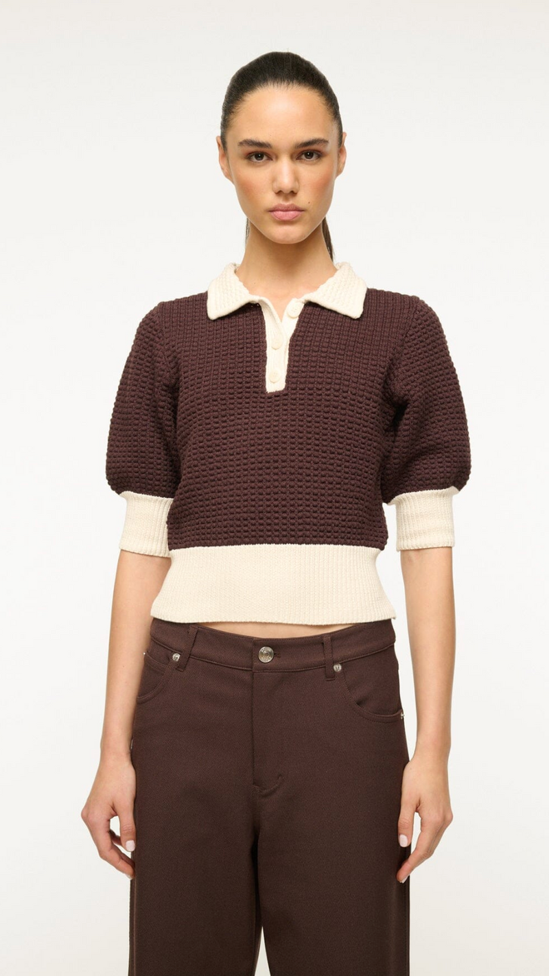 Staud Altea Sweater Dark Chocolate/Ivory