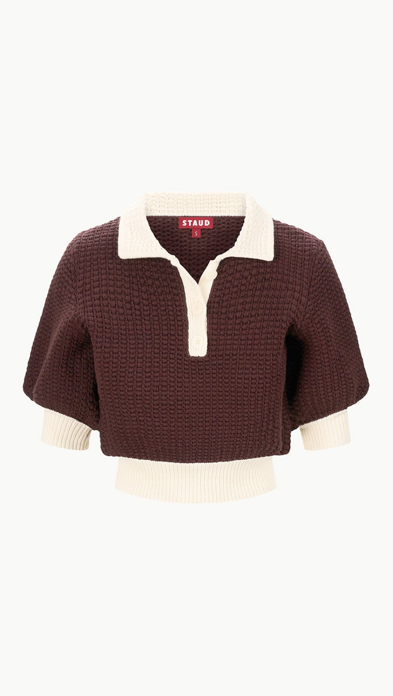 Staud Altea Sweater Dark Chocolate/Ivory