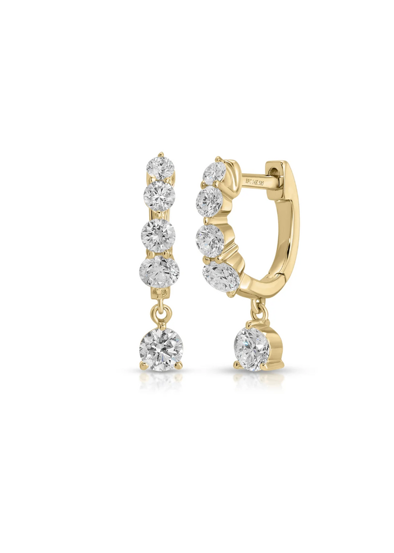 EF Collection Graduated Diamond Drop Mini Huggie Earrings