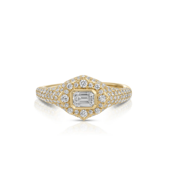 EF Collection Emerald Cut Diamond Daphne Signet Ring