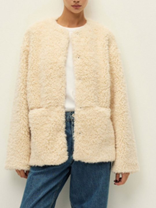 Elodie Ida Faux Fur Jacket Ecru