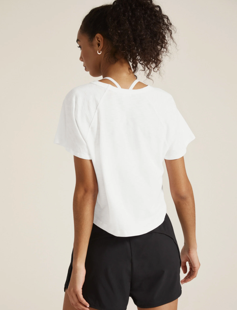 Beyond Yoga Signature High Low Cropped Tee White