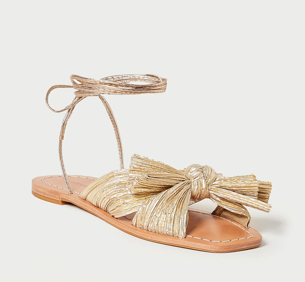 Loeffler Randall Peony Bow Wrap Sandal Gold