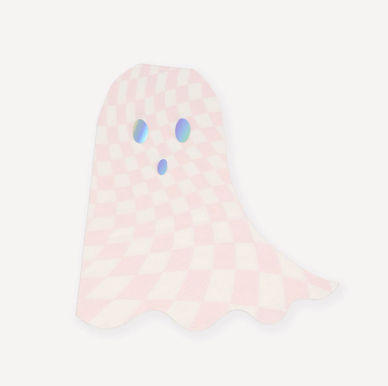 Meri Meri Pink Checker Ghost Napkins