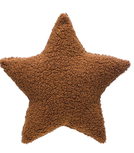 17-3/4"L x 17-3/4"H Faux Sherpa Star Shaped Pillow