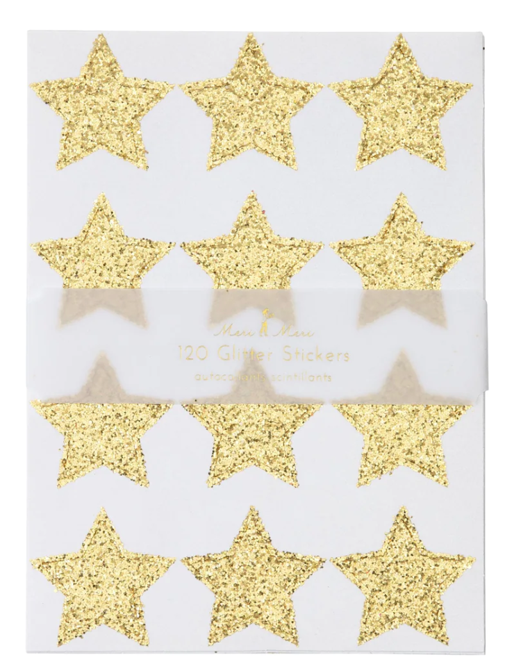 Meri Meri Gold Glitter Stars Sticker Sheets