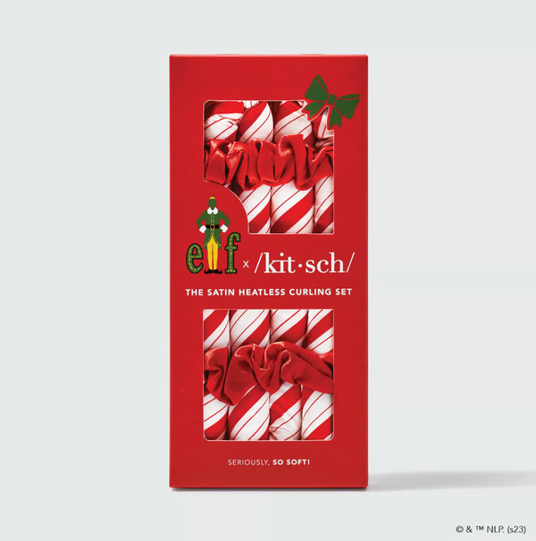 Kit.Sch elf x kitsch Satin Heatless Curling Set - Candy Cane