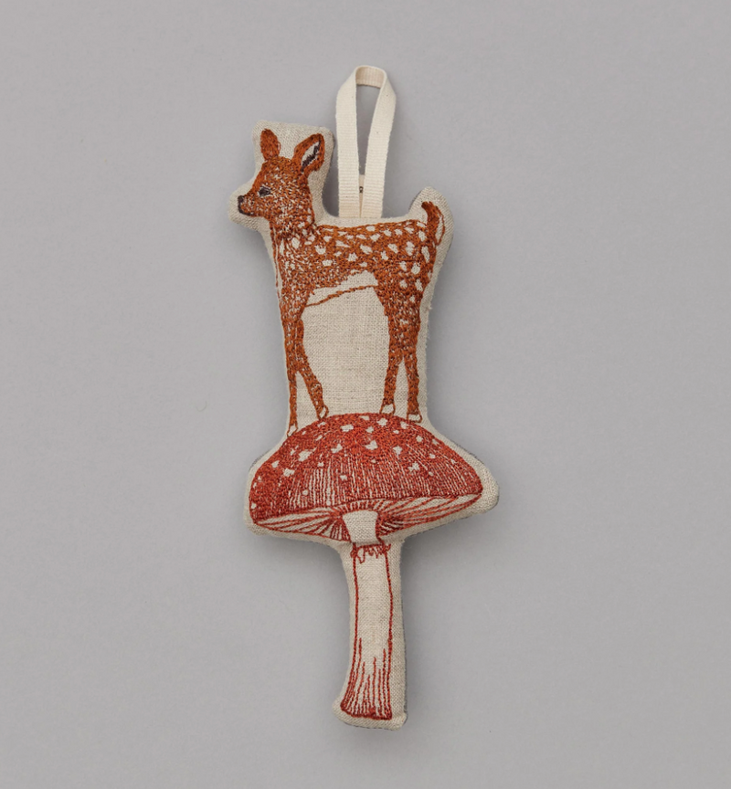 Coral & Tusk Deer with Mushroom Ornament