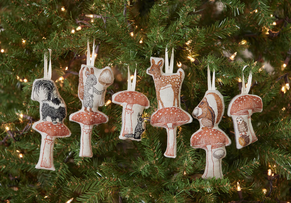 Coral & Tusk Deer with Mushroom Ornament