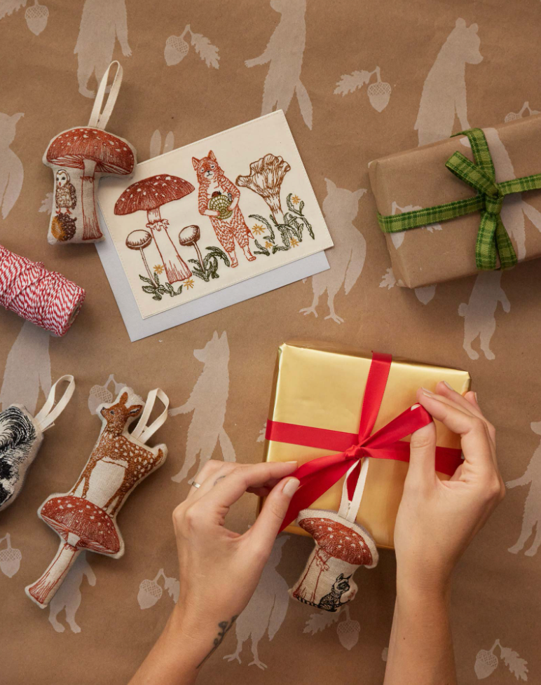 Coral & Tusk Deer with Mushroom Ornament