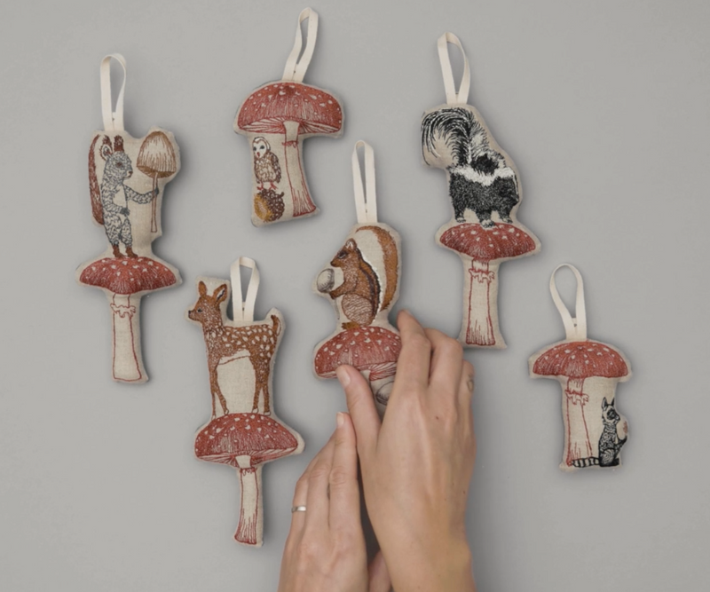 Coral & Tusk Deer with Mushroom Ornament