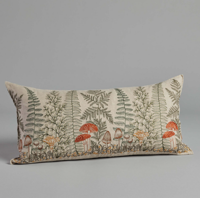 Coral & Tusk Mushrooms and Ferns Lumbar Pillow