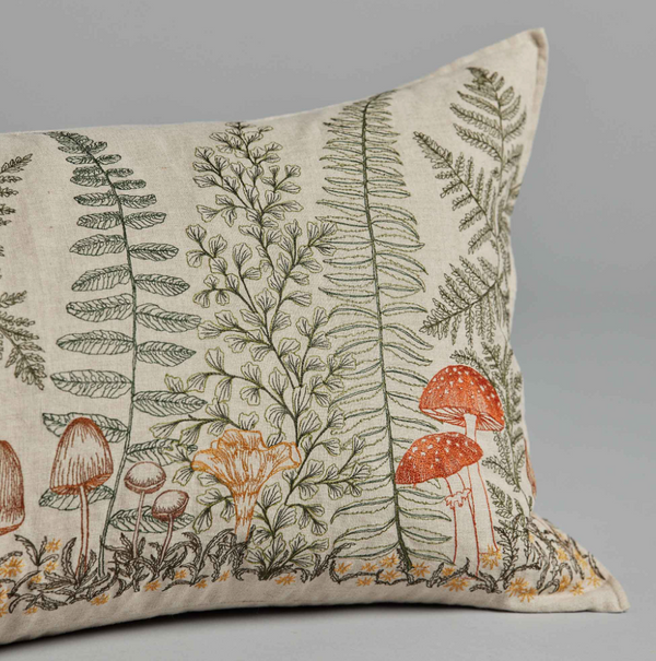 Coral & Tusk Mushrooms and Ferns Lumbar Pillow