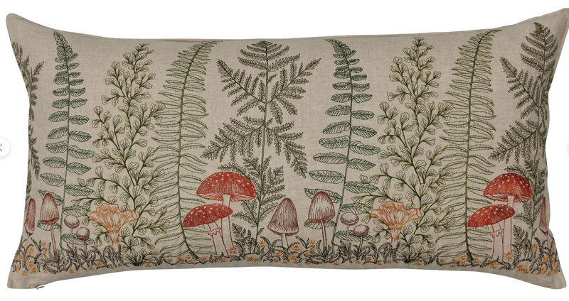 Coral & Tusk Mushrooms and Ferns Lumbar Pillow