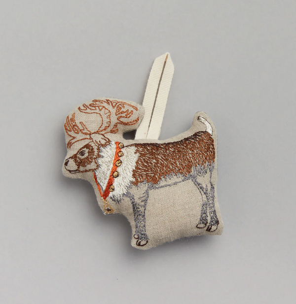 Coral & Tusk Reindeer with Bells Ornament