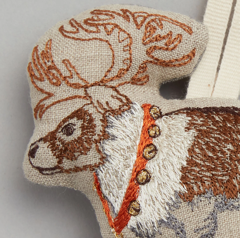Coral & Tusk Reindeer with Bells Ornament