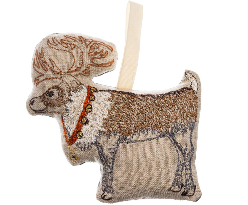 Coral & Tusk Reindeer with Bells Ornament