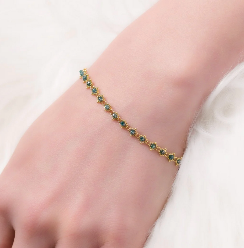 Amali Textile Bracelet Blue Diamonds