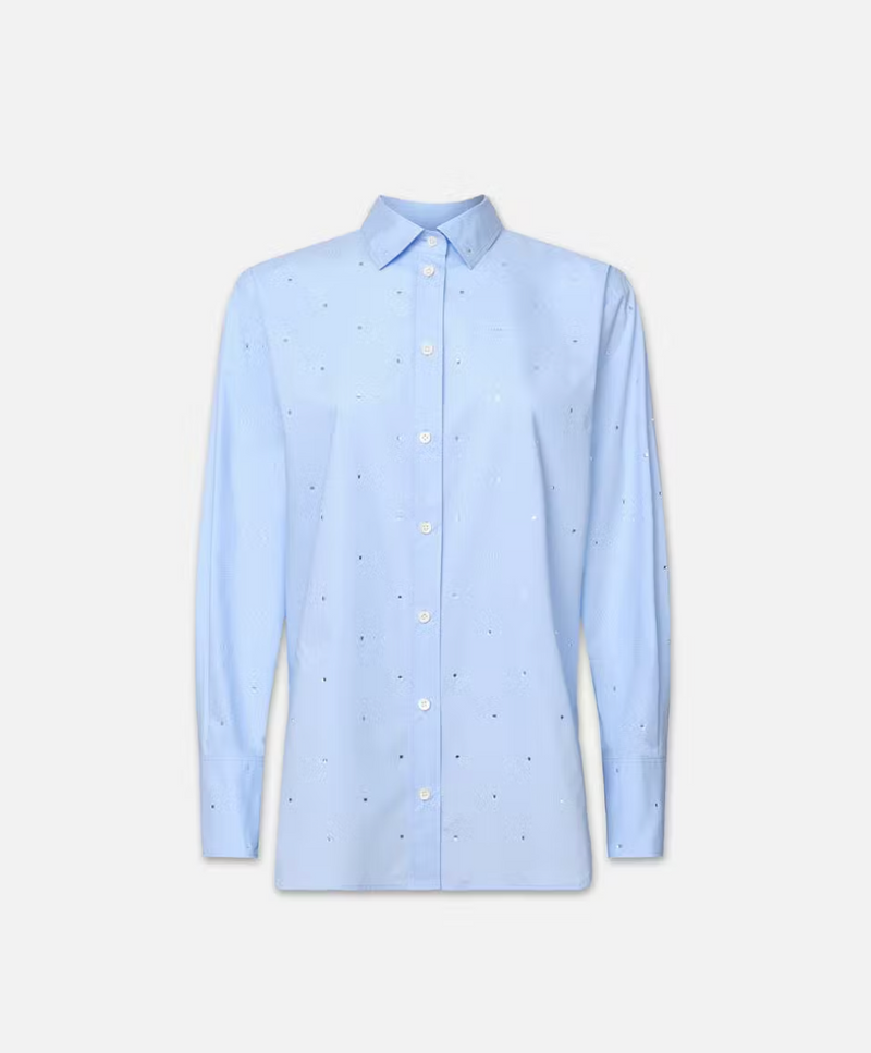 Frame The Oversized Rhinestone Shirt Chambray