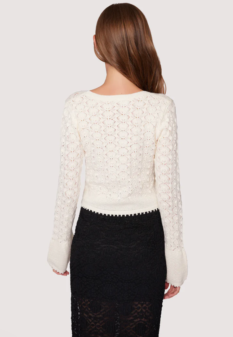 Lost + Wander Serena Pointelle Knit Square Neck Top
