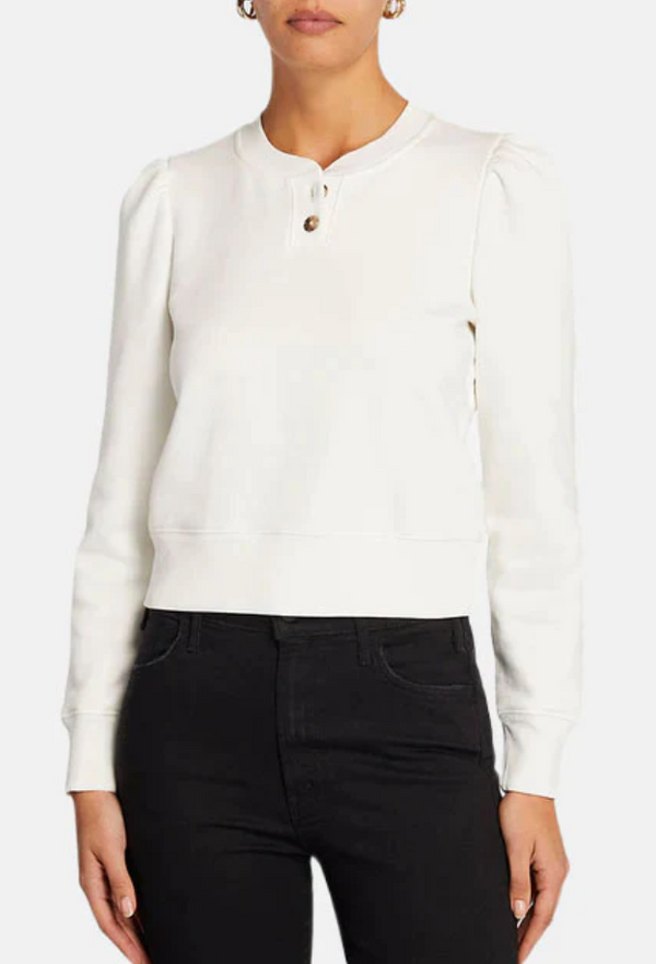 Frame Femme Henley Sweatshirt White