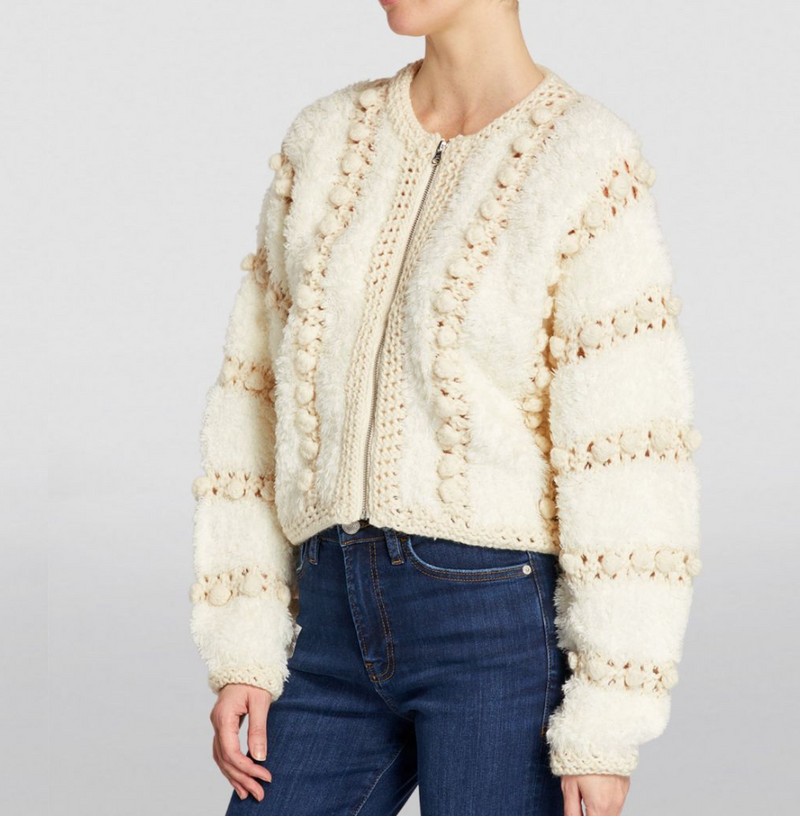 Frame Pom Pom Cardi Cream