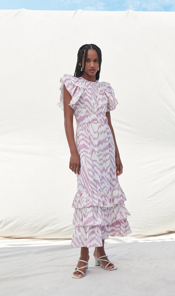 Saylor Zenith Zebra Ikat Midi Dress