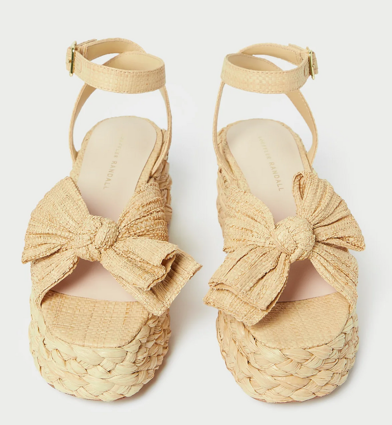 Loeffler Randall Gaby Pleated Bow Bow Braided Espadrille Natural