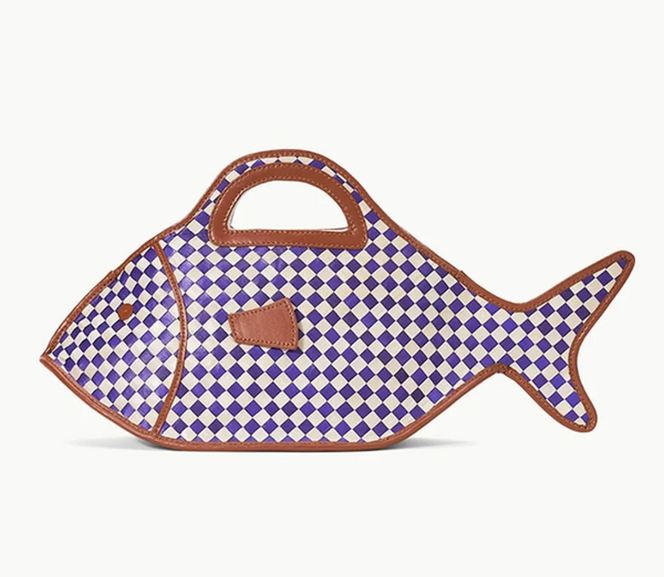Staud Cleo Fish Basket Bag Coconut Check