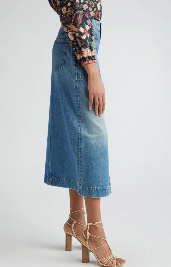 Ulla Johnson The Bea Skirt Danube Medium Indigo Wash