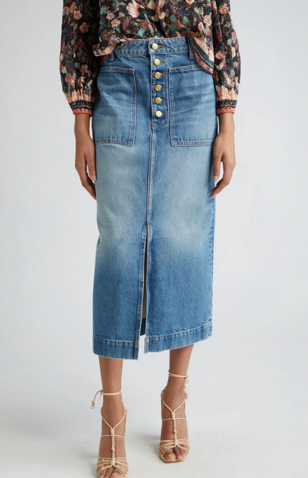 Ulla Johnson The Bea Skirt Danube Medium Indigo Wash