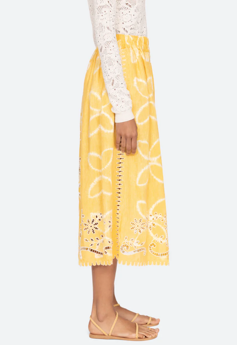 Sea NY Liat Embroidery Skirt Yellow