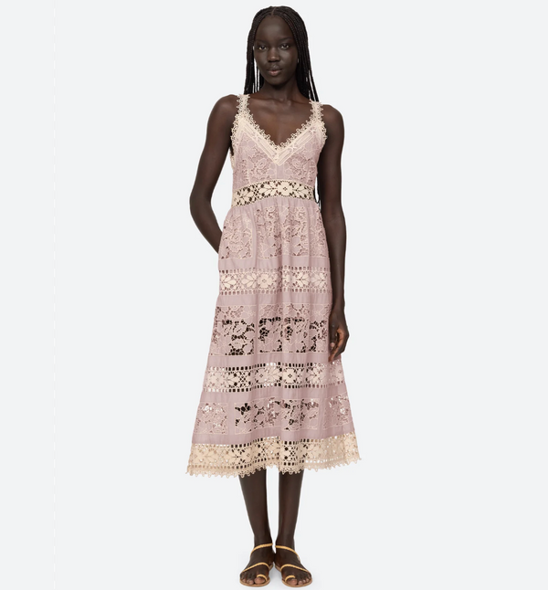 Sea NY Joah Embroidery Sleeveless Midi Dress Lilac